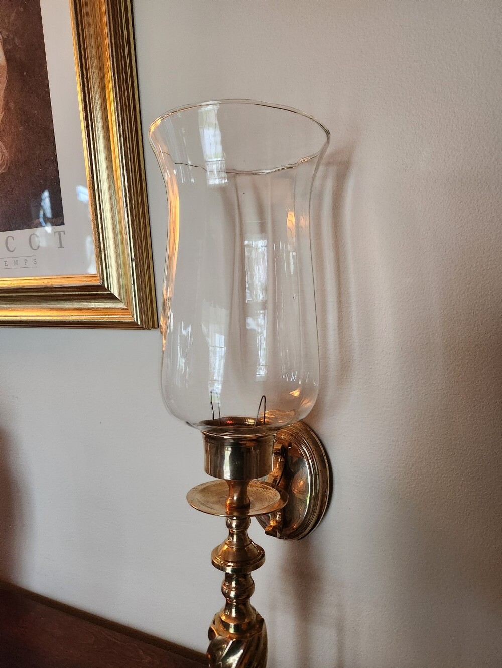 Vintage CBK Limited 1980s Solid Brass and Glass Wall Sconce, 17"